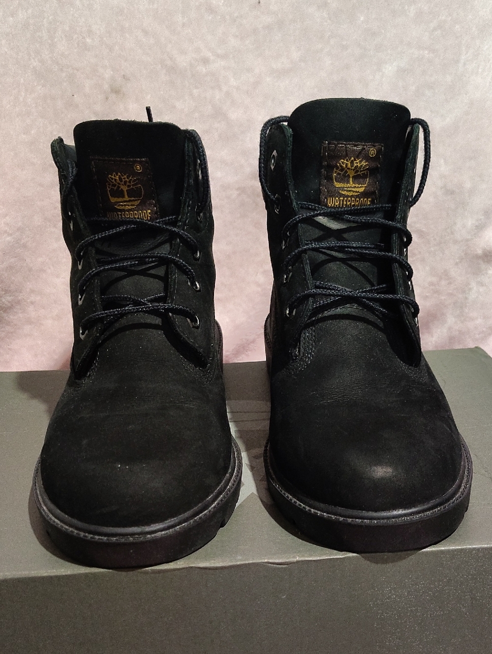Timberland Juniors Black Lace-Up Suede Waterproof Boots